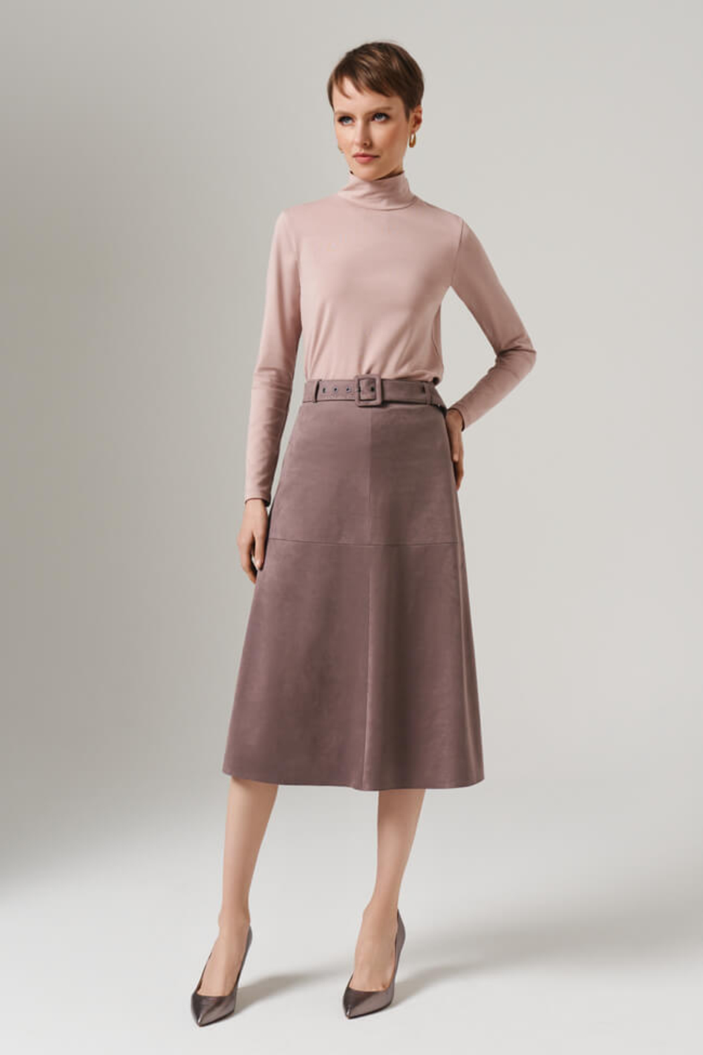 4852 Юбка женская (серо-розовый)