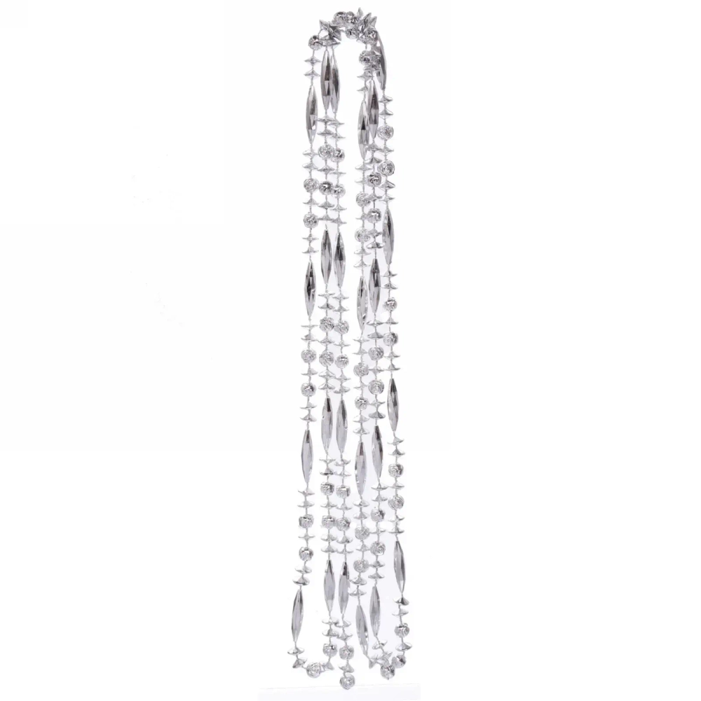 Бусы на ёлку 2м «Бриллианты», Серебро