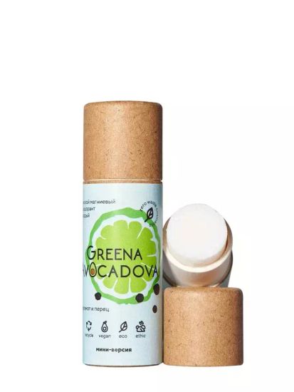 Дезодорант-стик мужской магниевый Бергамот и Перец Greena Avocadova, 10 г