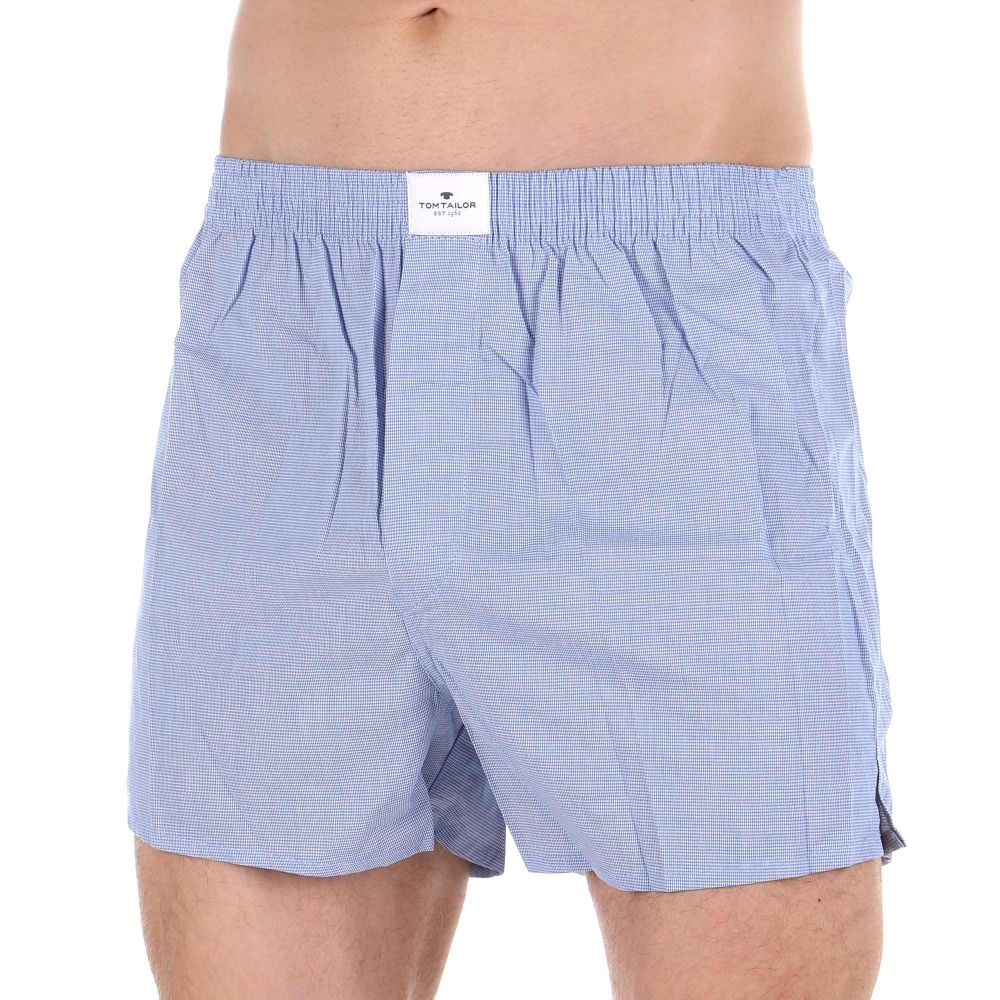 Мужские трусы-шорты набор 2в1 (голубые, в разноцветную клетку) Tom Tailor 70179/5100 654
