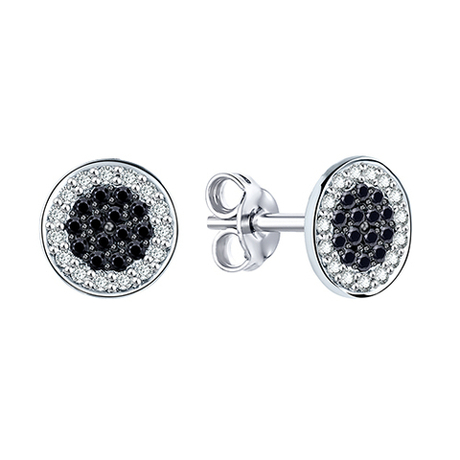 Серьги из серебра с фианитами