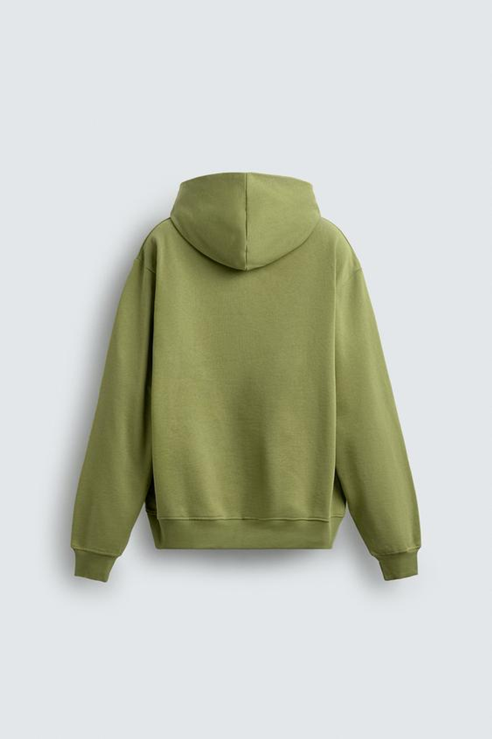 ZARA БАЗОВОЕ ХУДИ С КАПЮШОНОМ, ЛИНЯЛЫЙ ЗЕЛЕНЫЙ