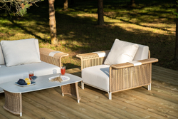 "Мальдивы" лаунж-зона из искусственного ротанга, цвет соломенный