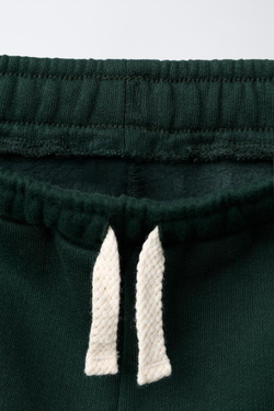 ZARA ФЛИСОВЫЕ БРЮКИ BALLOON С НАДПИСЬЮ, ЗЕЛЕНЫЙ