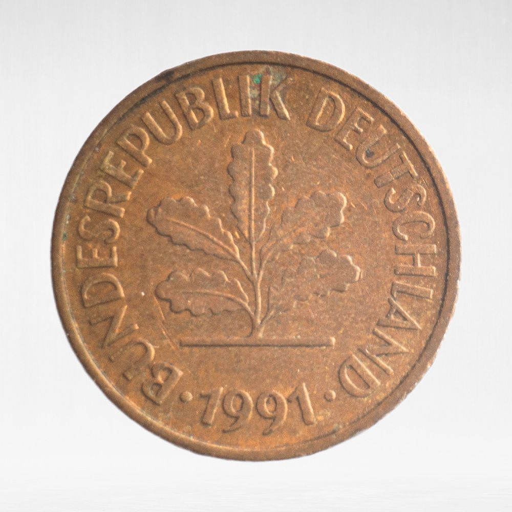 Germany, 5 Pfennigs, 1991, (Stuttgart Mint - "F"), VF