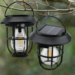 Фонарь кемпинговый на солнечной батарее / Уличный светильник всесезонный с датчиком движения/ 3 вида крепления