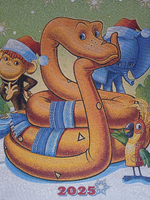 Календарь из гобелена на 2025 год 38 попугаев 38х72