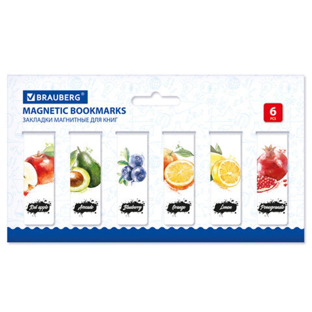 Закладки для книг МАГНИТНЫЕ, "MIX", набор 30 шт., 60x20 мм, BRAUBERG, 113175