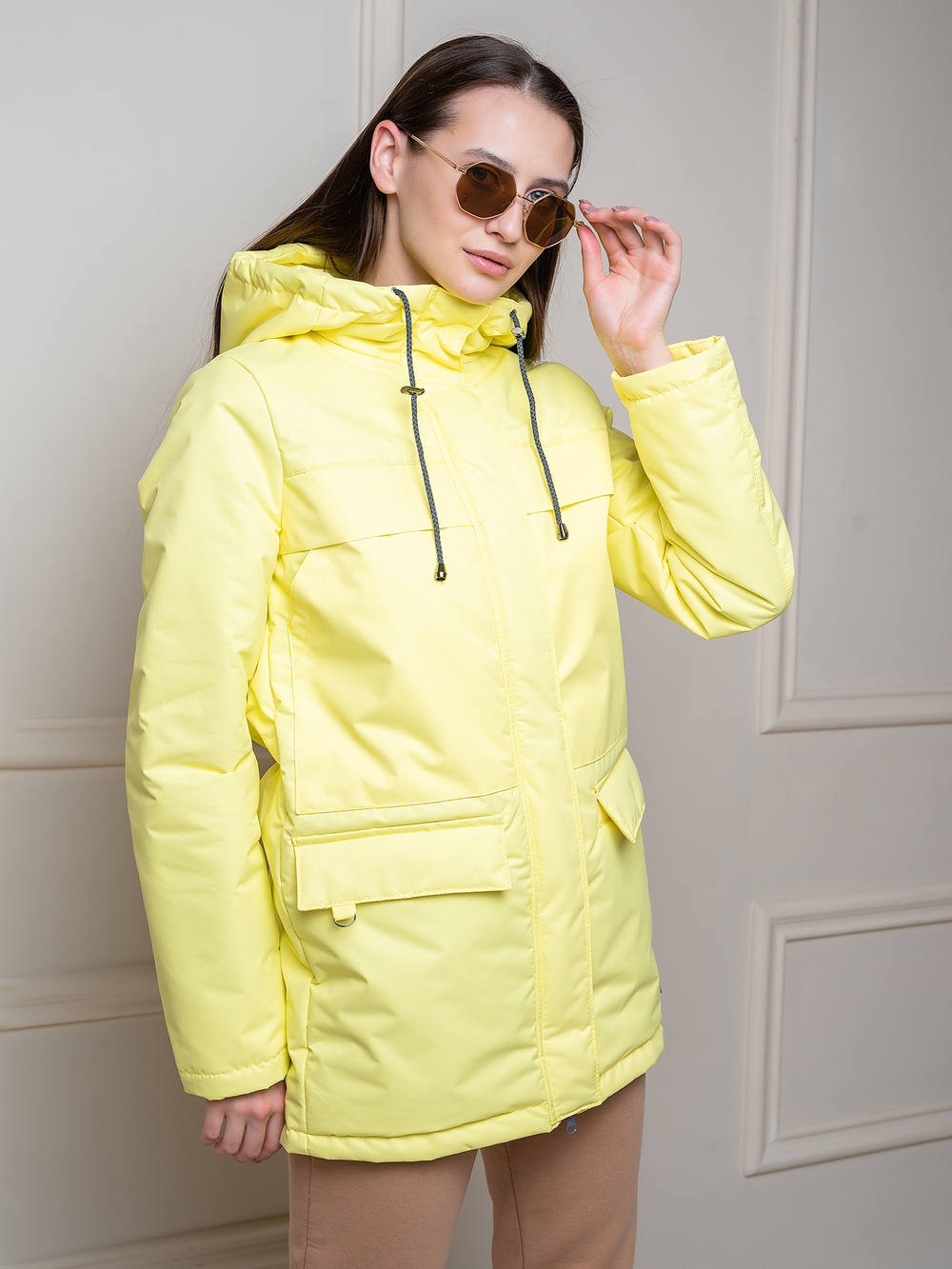 Женская парка на флисе "Соло" желтый