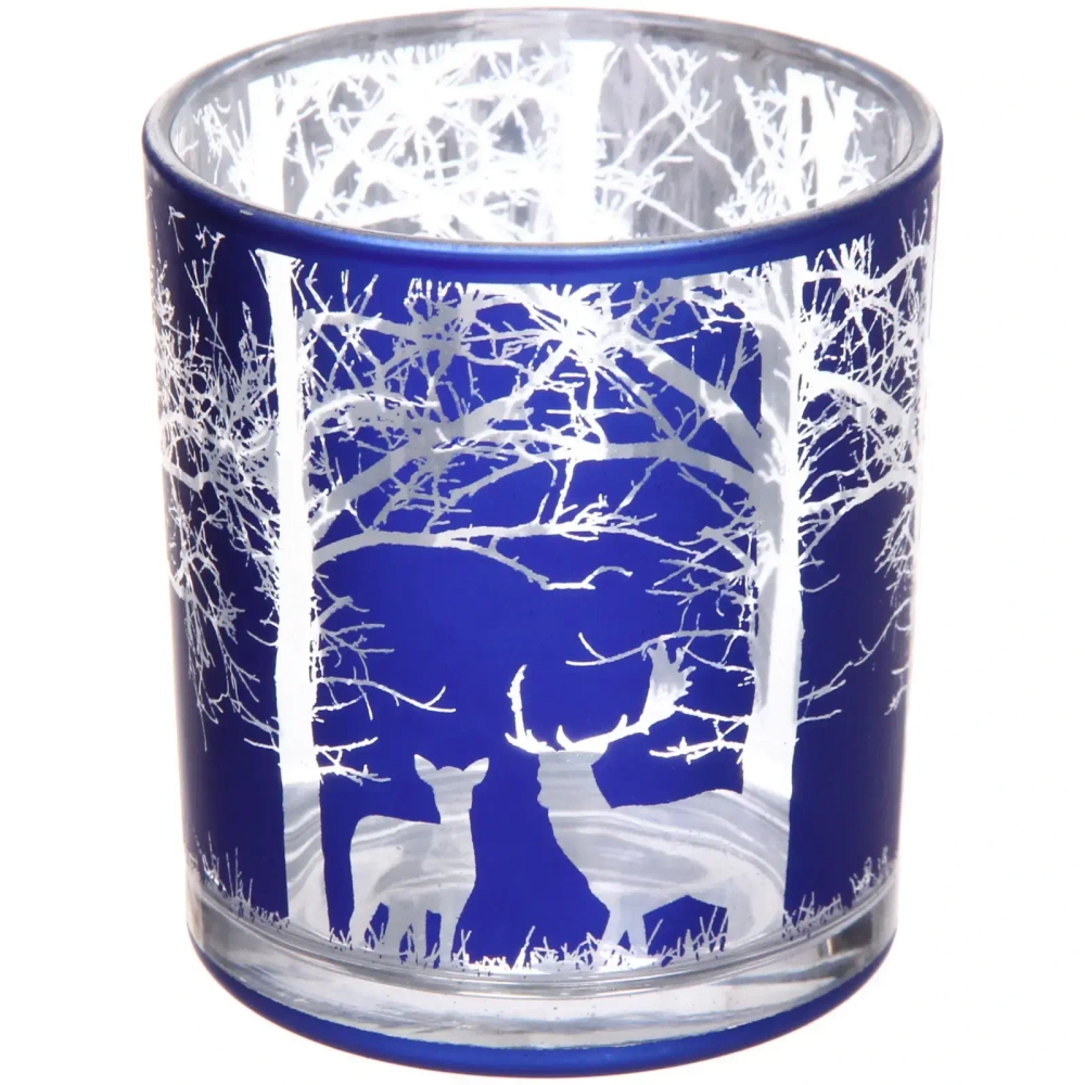 Подсвечник «Зимний лес» 7*7,8 см, Синий