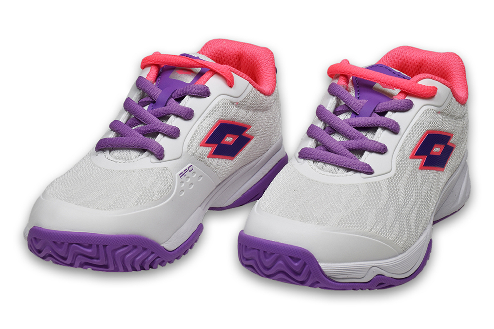 детские Кроссовки теннисные Lotto Mirage 600 Allround Junior - all white/bellflower/neon magenta