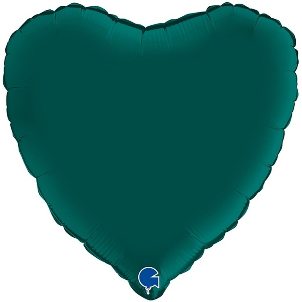 Сердце из фольги с гелием цвета зеленый изумруд