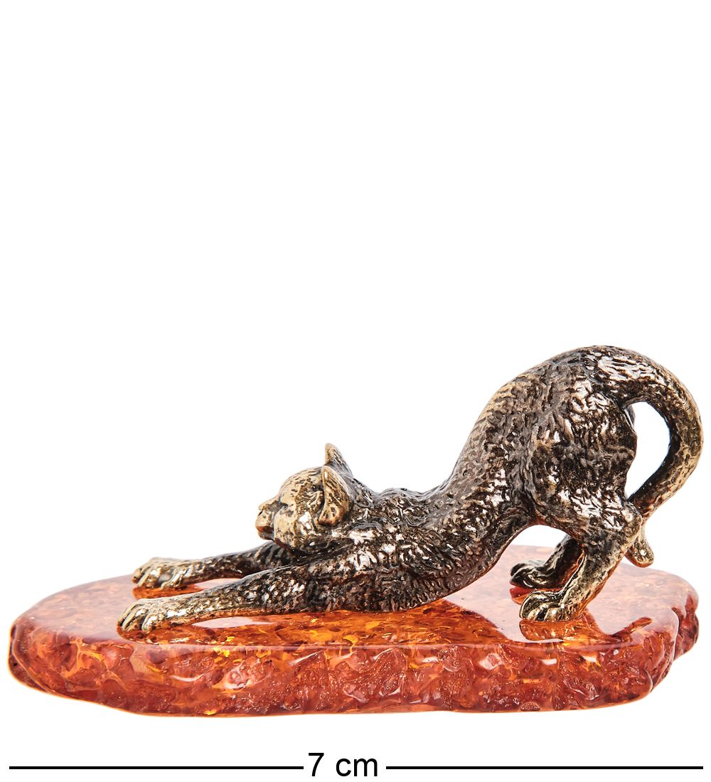 AM-1035 Фигурка «Кот» (латунь, янтарь)