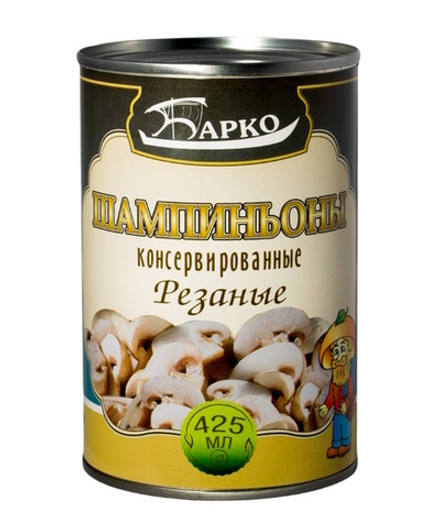 Шампиньоны резаные 425г. Барко