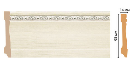 Плинтус напольный дюрополимер под дерево D195-15 95×14×2400 мм DecoMaster