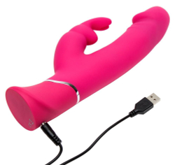 Розовый вибратор-кролик Realistic Dual Density Rechargeable Rabbit Vibrator - 25,5 см.