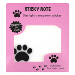 Прозрачные стикеры для заметок с клеевым краем, Alingar, 75 х 75 мм, 50 л., покрытие starlight touch, "Black PAW", лапка, роз, водонепрониц., европод.