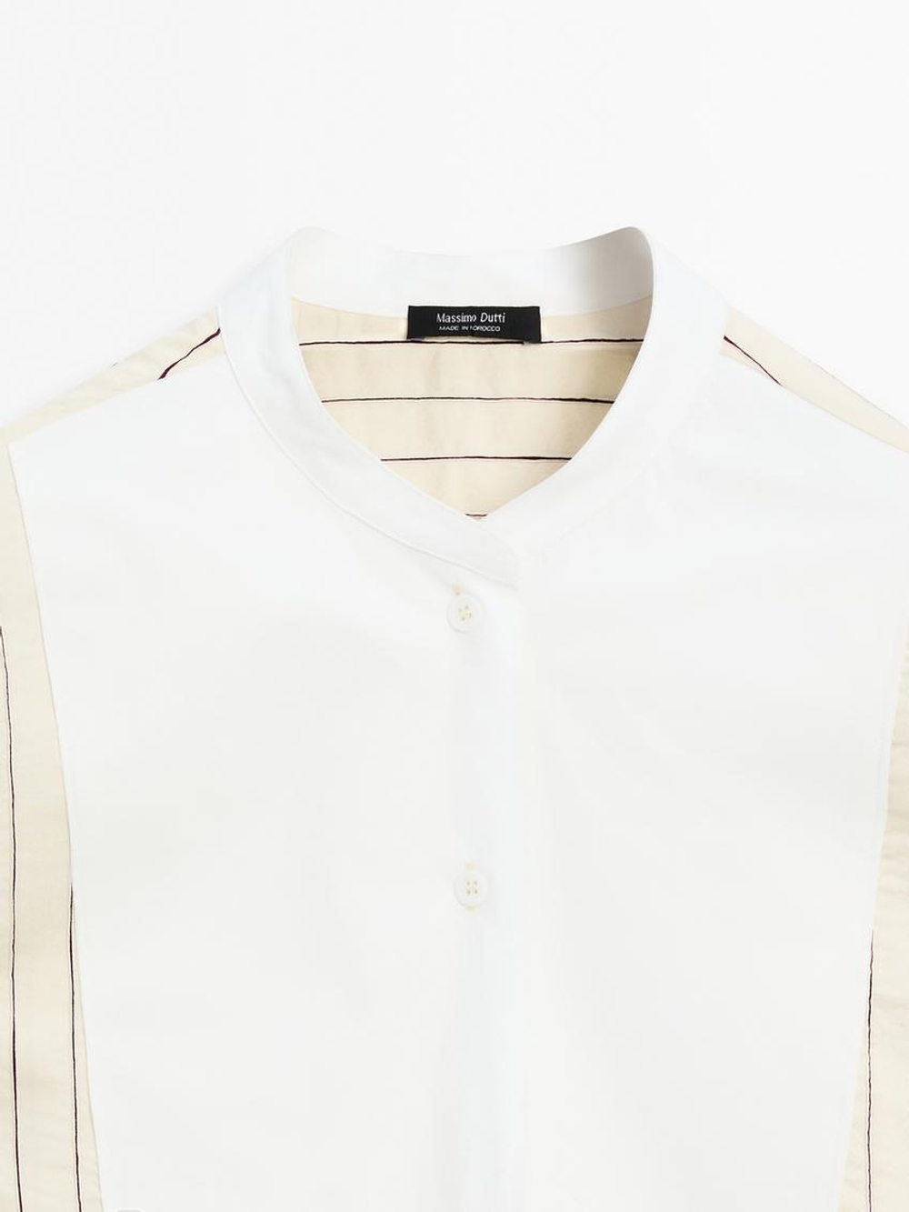 Massimo Dutti Рубашка из смесового хлопка в полоску с нагрудной деталью, желтый