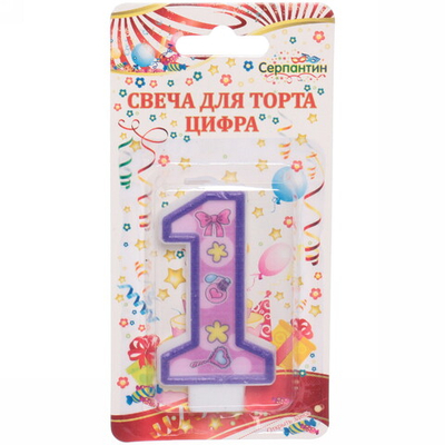 Свеча для торта Цифра Нежность «1» 6 см