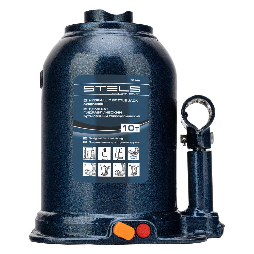 Домкрат гидравлический бутылочный телескопический, 10 т, подъем 180-450 мм Stels