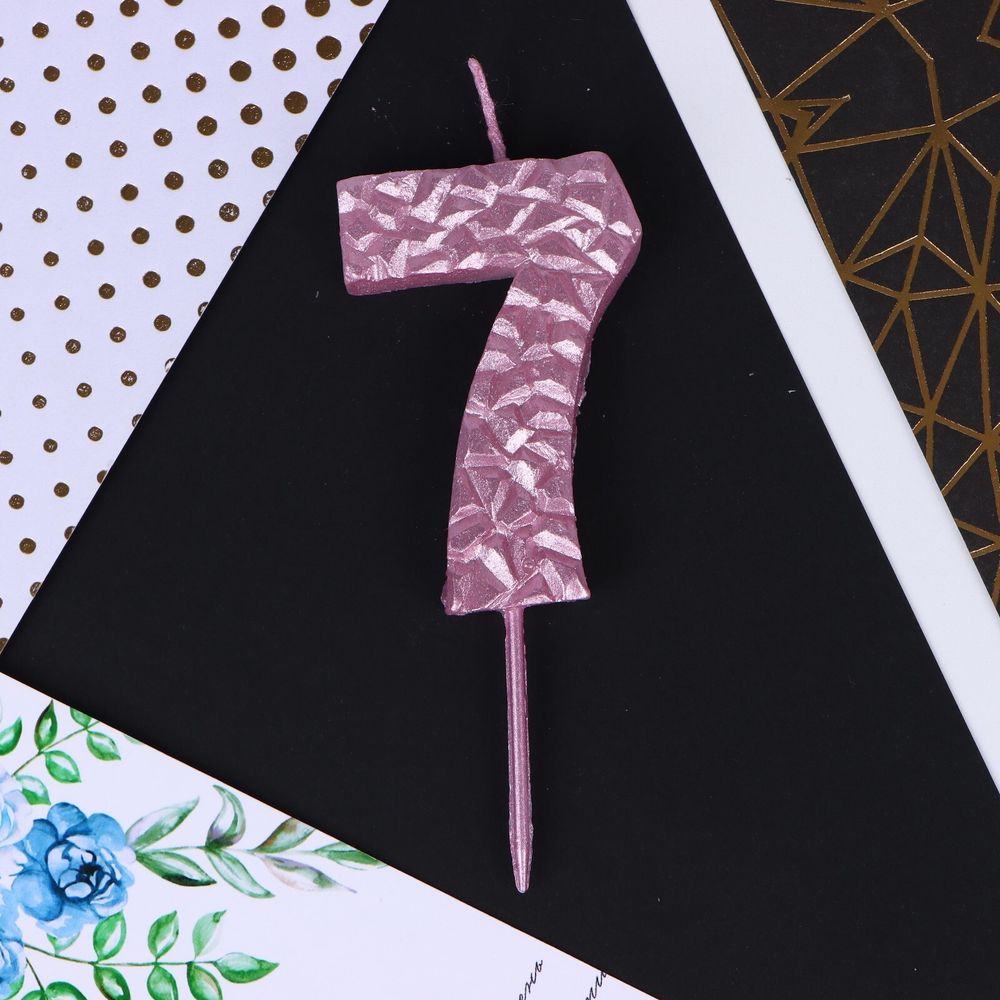 Свеча для торта розовая &quot;Кристалл&quot;, цифра 7