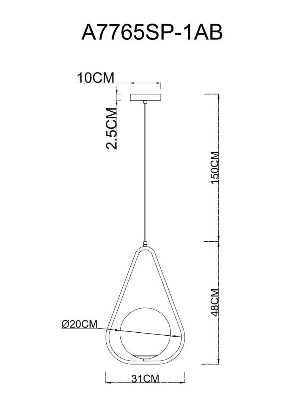 Подвесной светильник Arte Lamp A7765SP-1AB