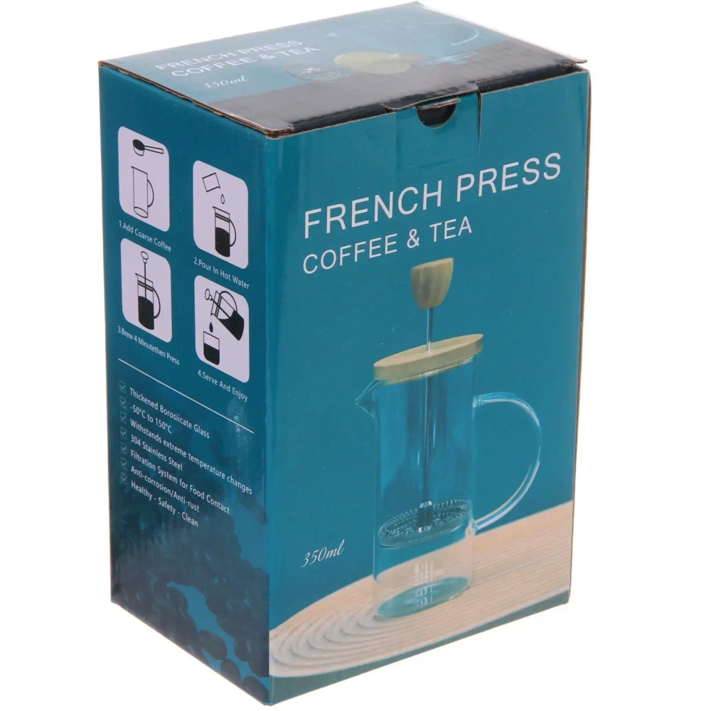 Френч-пресс 350мл «Хай-Тек» с бамбуковой крышкой