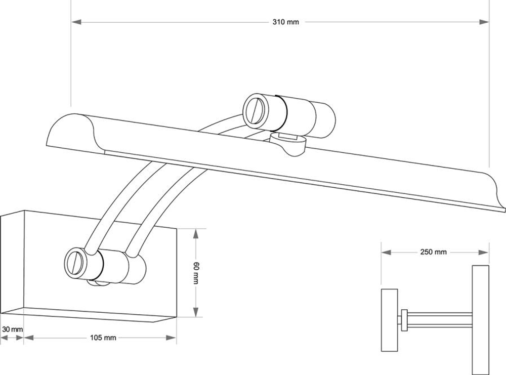 Подсветка для картин и зеркал KUTEK ELVE ELV-PODS-1(Z)380-KR