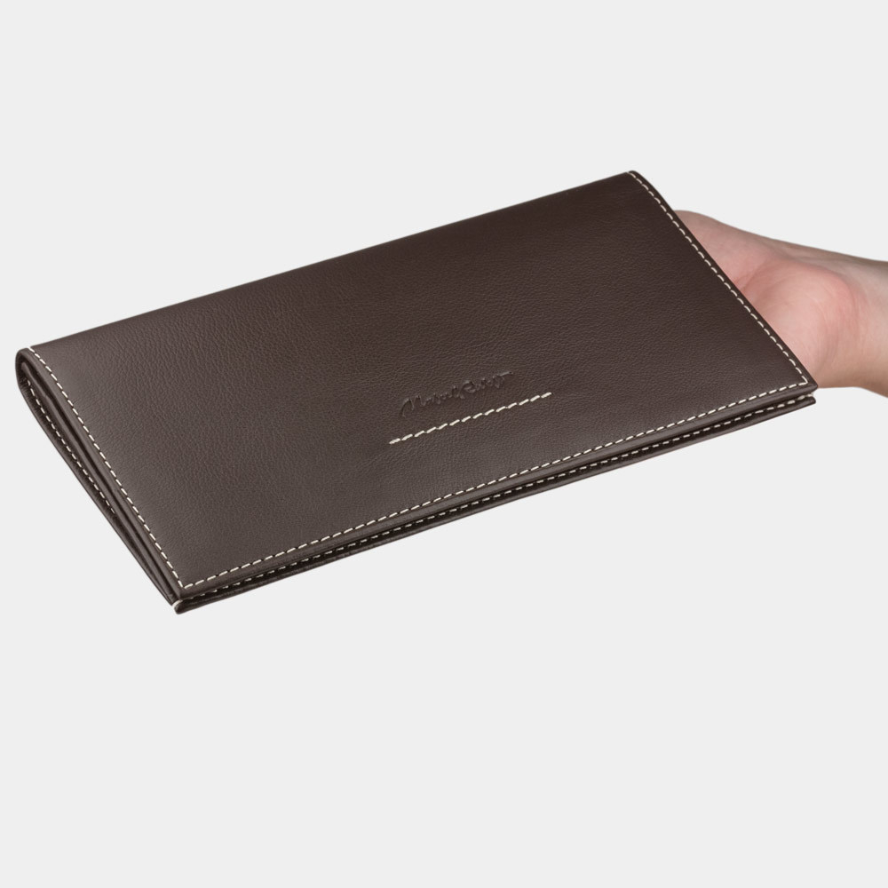 Длинный кошелек Eclair Bicolor из кожи теленка темно-коричневого цвета