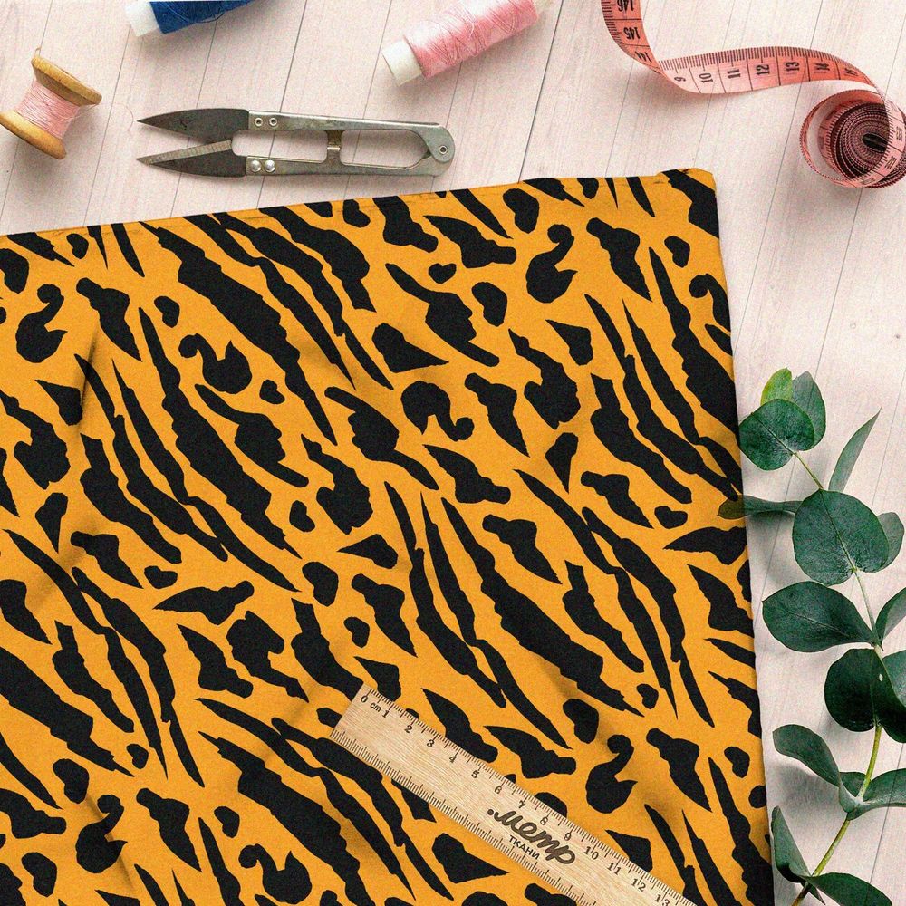 Ткань оксфорд 210 необычный тигриный узор