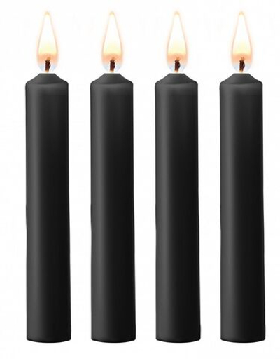 Набор из 4 черных восковых свечей Teasing Wax Candles (Цвет: черный)