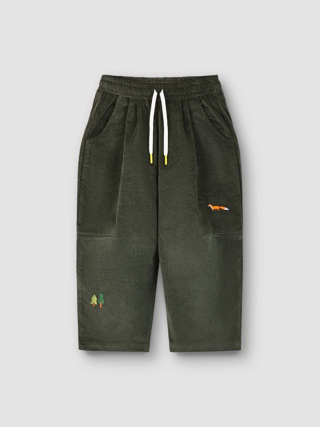 Широкие брюки хаки с вышивкой ЛЕС