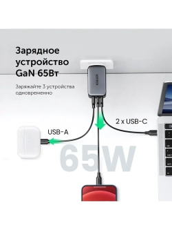Быстрая зарядка Угрин 65w Type-C Адаптер для iPhone
