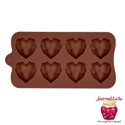 Форма силиконовая для шоколада "Хрустальные сердца", 8 ячеек