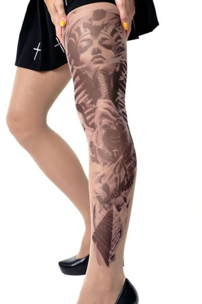 Колготки с принтом в виде хатшепсут (Размер: S-M-L) (Цвет: бежевый)