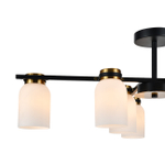 Люстра на штанге 8x40Вт E14, металл/стекло, черный/бронза, белый плафон