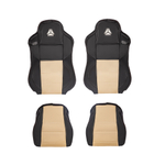 Чехлы Sitrak C7H MAX 3D (экокожа, черный цвет, бежевая экокожа посередине, кант)