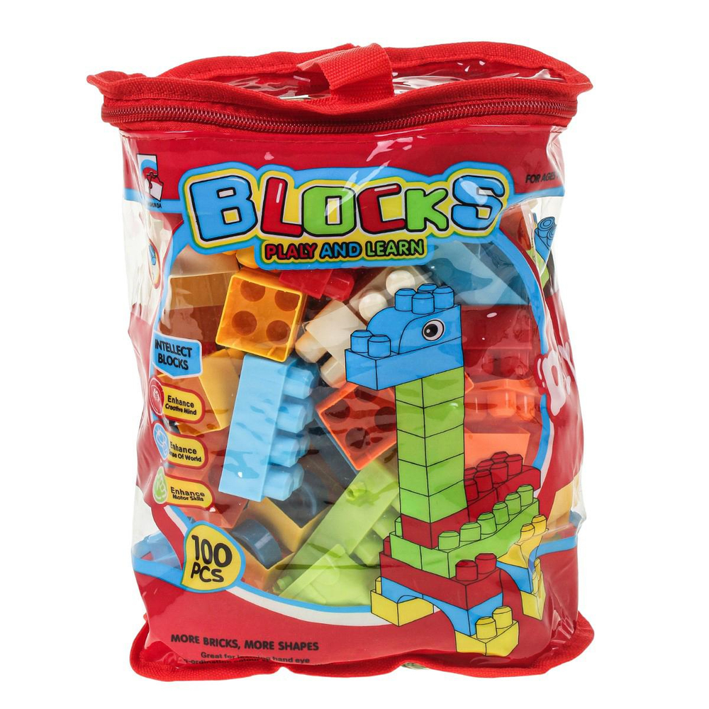 Конструктор блочный 100 элементов, сумка 55A-14