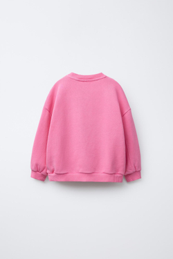 ZARA ТОЛСТОВКА С ПРИНТОМ «НОМЕР», ЦВЕТ РОЗОВОГО МЕЛА