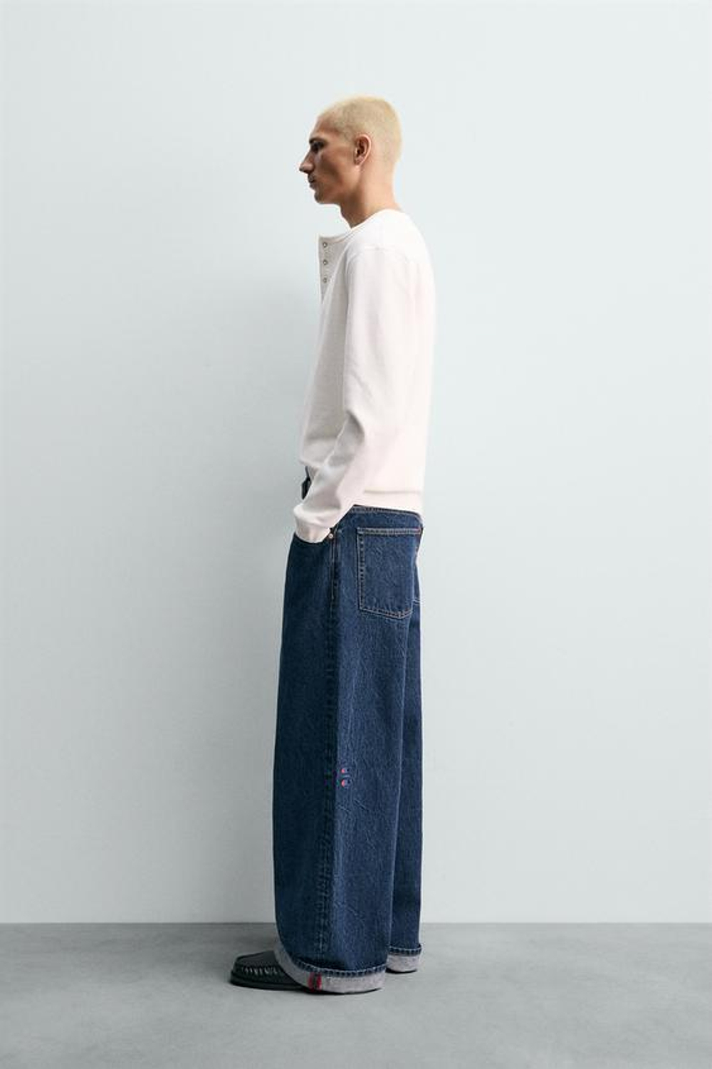 ZARA X CHAMPION ® ДЖИНСЫ BAGGY FIT, СИНИЙ