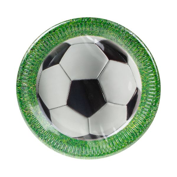 Тарелки Футбол цвет зеленый 23см 8шт