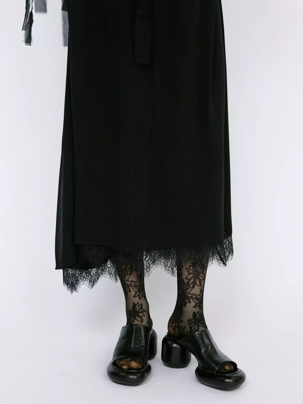 Платье черное из шифона со съемными рукавами OLA OLA
