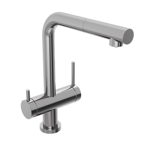 Смеситель для кухни Abelsberg Pura OTF70709CH c вытяжным изливом и возможностью подключения фильтра для воды, цвет глянцевый хром