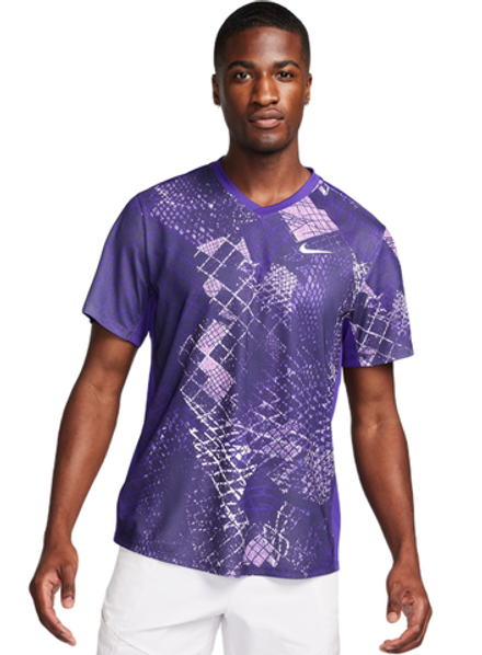 Мужская теннисная футболка Nike Court Dri-Fit Victory Novelty Top - белый, Фиолетовый