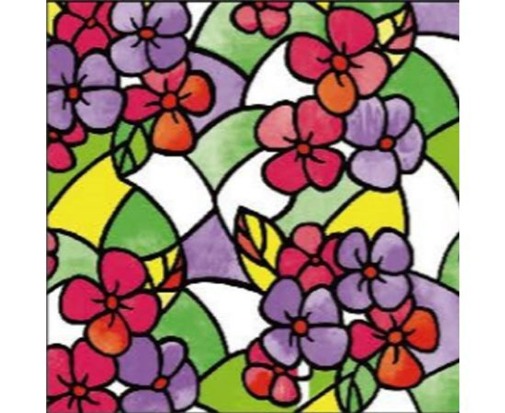 Пленка самоклеящаяся витражная 0,45х2м, цветы разноцветная (104323)