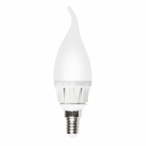 LED-CW37-6W/NW/E14/FR ALM01WH Лампа светодиодная. Форма свеча на ветру, матовая колба. Материал корпуса алюминий. Цвет свечения белый. Серия Merli.