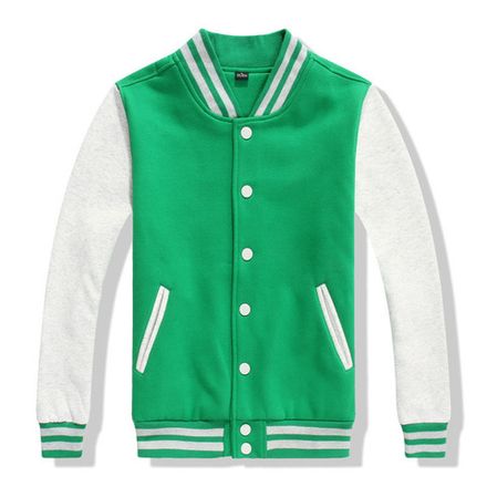 Куртка бомбер зеленый со светло-серыми рукавами