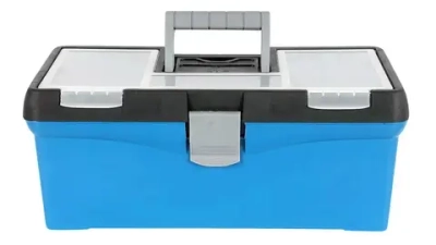 Ящик для инструментов пластиковый с морозостойкими замками 15 дюймов, 385*160*190 мм, с органайзерами и съемным лотком