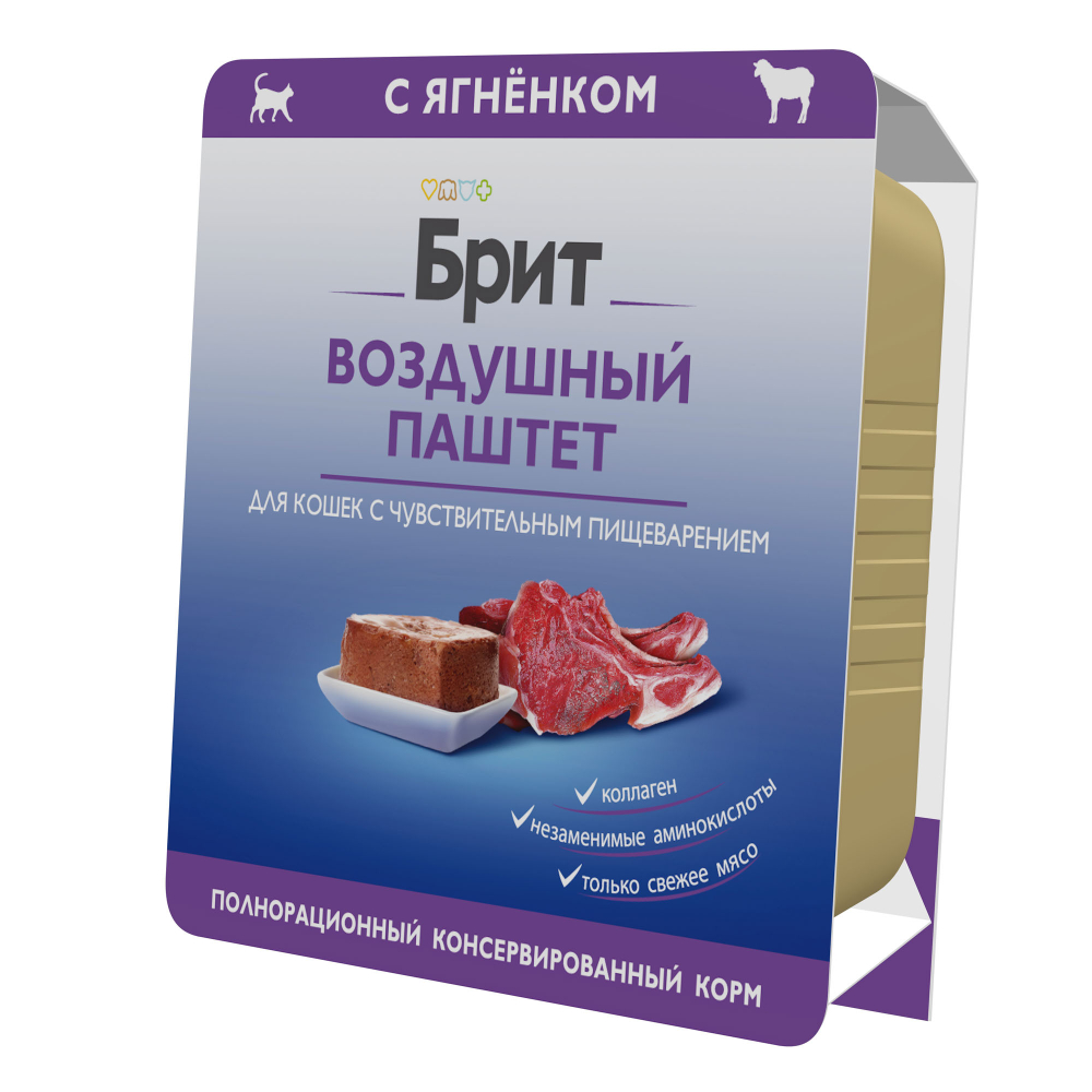 Brit Premium Воздушный паштет с ягненком для взрослых кошек с чувствительным пищеварением 100 г