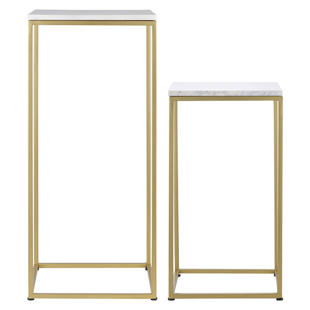 Набор из 2-х столиков Bergenson Bjorn Mayen Gold, белые/золотистые